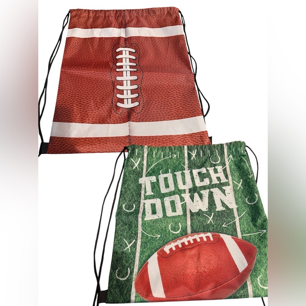 2pc Football Drawstring Backpack Set
